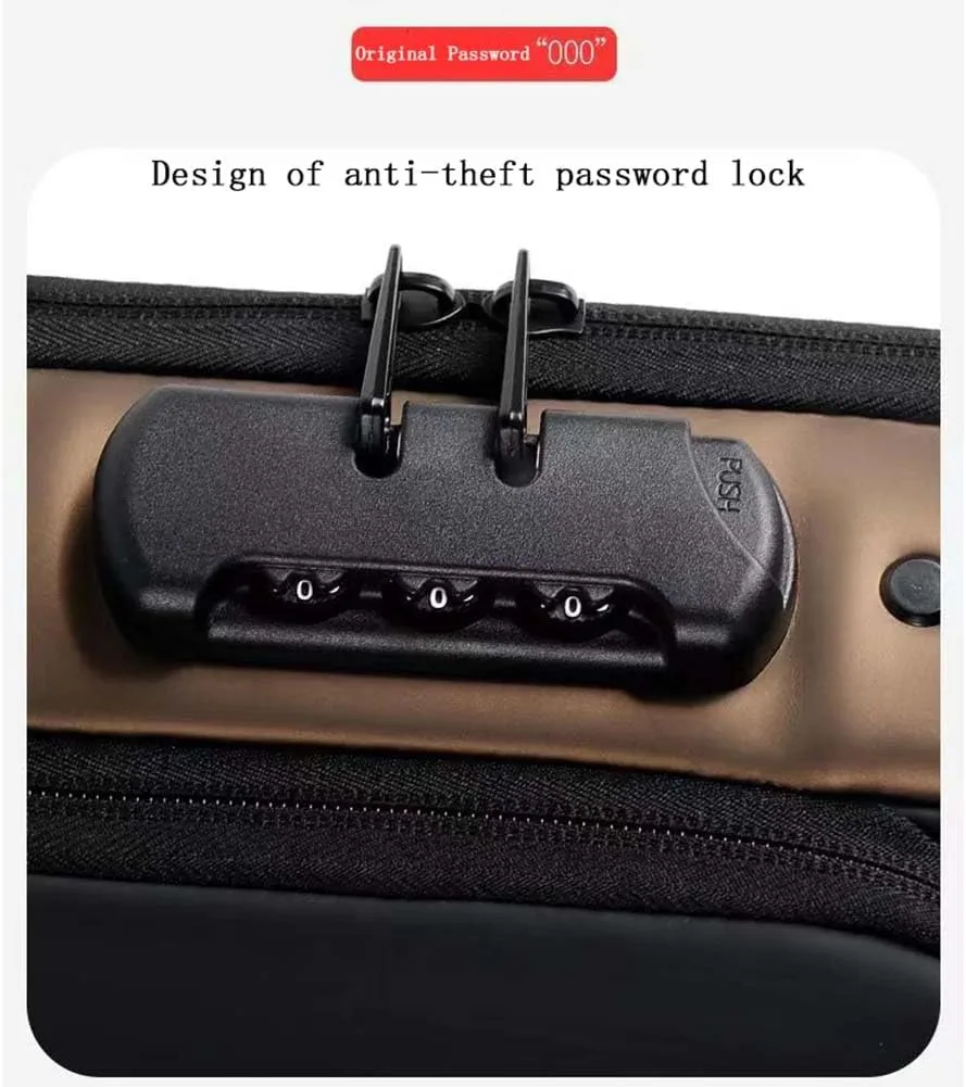 Locomotive bag password anti-theft chest bag single shoulder bag men's bag USB interface crossbody bag