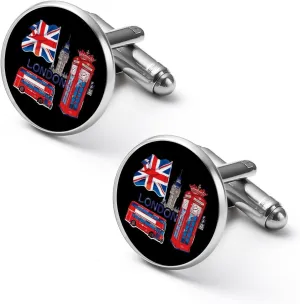 London Souvenir Mens Classic Cufflinks Custom Shirt Cuff Links Jewelry Accessories for Business Wedding 0.7" 0.8"