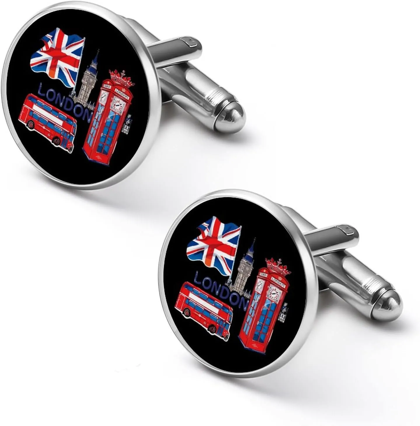 London Souvenir Mens Classic Cufflinks Custom Shirt Cuff Links Jewelry Accessories for Business Wedding 0.7" 0.8"