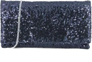 LONI Womens Sparkly Sequin Party Evening Clutch Shoulder Bag