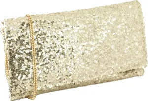 LONI Womens Sparkly Sequin Party Evening Clutch Shoulder Bag