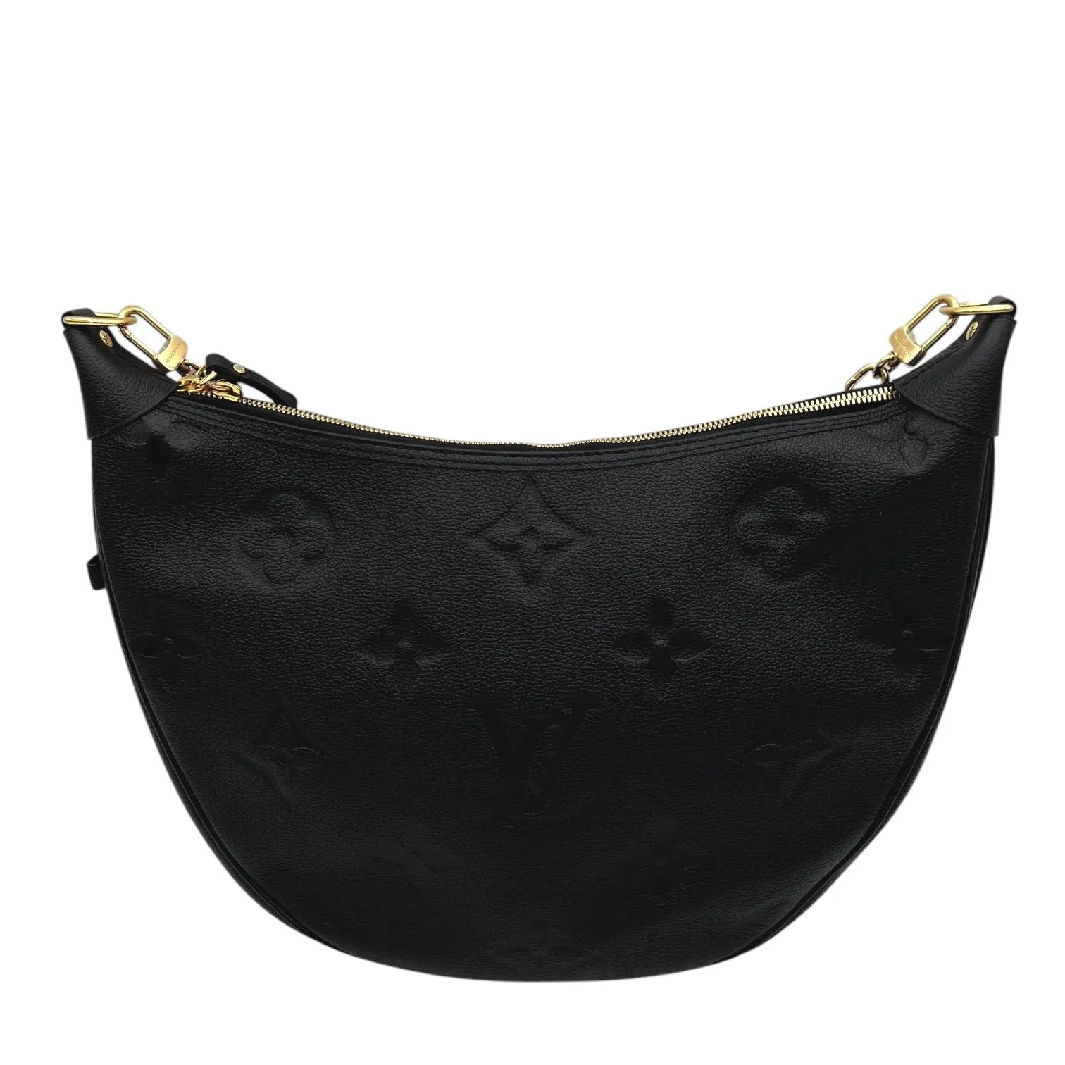 Loop Hobo Black Shoulder Bag in Empreinte Leather, Gold hardware