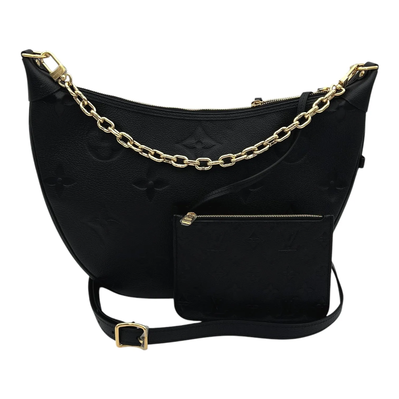 Loop Hobo Black Shoulder Bag in Empreinte Leather, Gold hardware