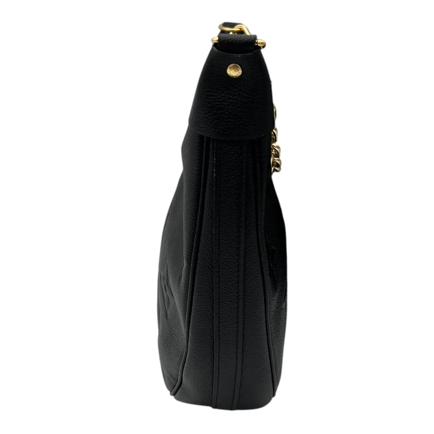 Loop Hobo Black Shoulder Bag in Empreinte Leather, Gold hardware