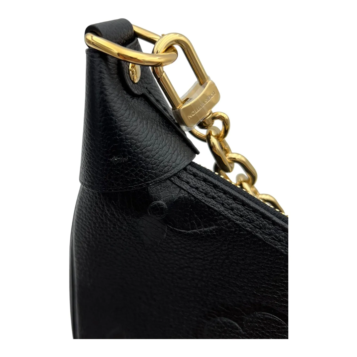 Loop Hobo Black Shoulder Bag in Empreinte Leather, Gold hardware