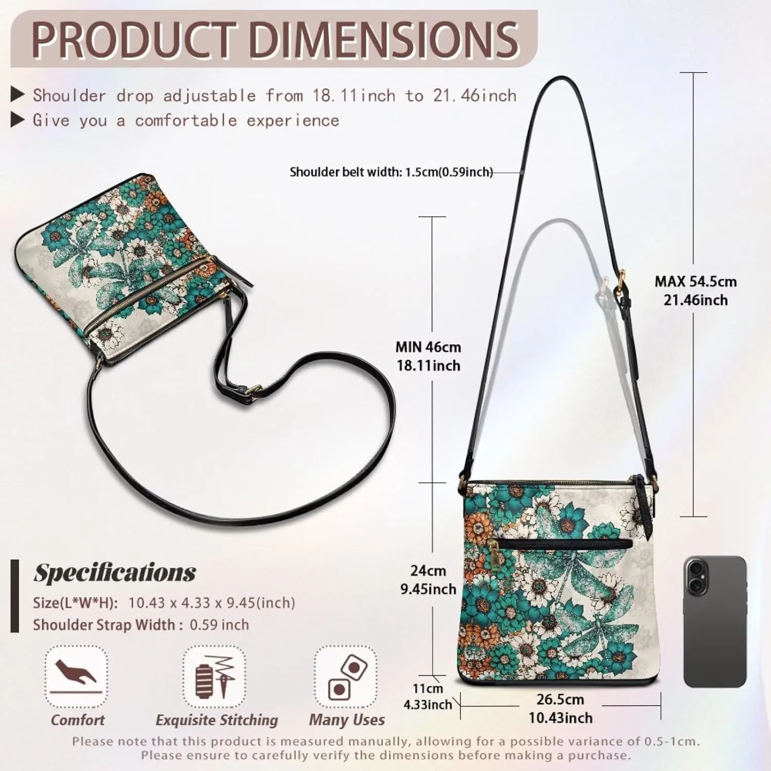Lotusorchid Crossbody Shoulder Purse for Women, PU Leather Messenger Bag with Adjustable Strap and Multi Pockets