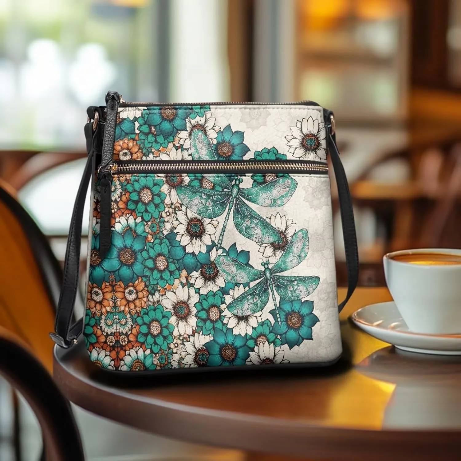 Lotusorchid Crossbody Shoulder Purse for Women, PU Leather Messenger Bag with Adjustable Strap and Multi Pockets