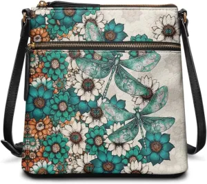 Lotusorchid Crossbody Shoulder Purse for Women, PU Leather Messenger Bag with Adjustable Strap and Multi Pockets