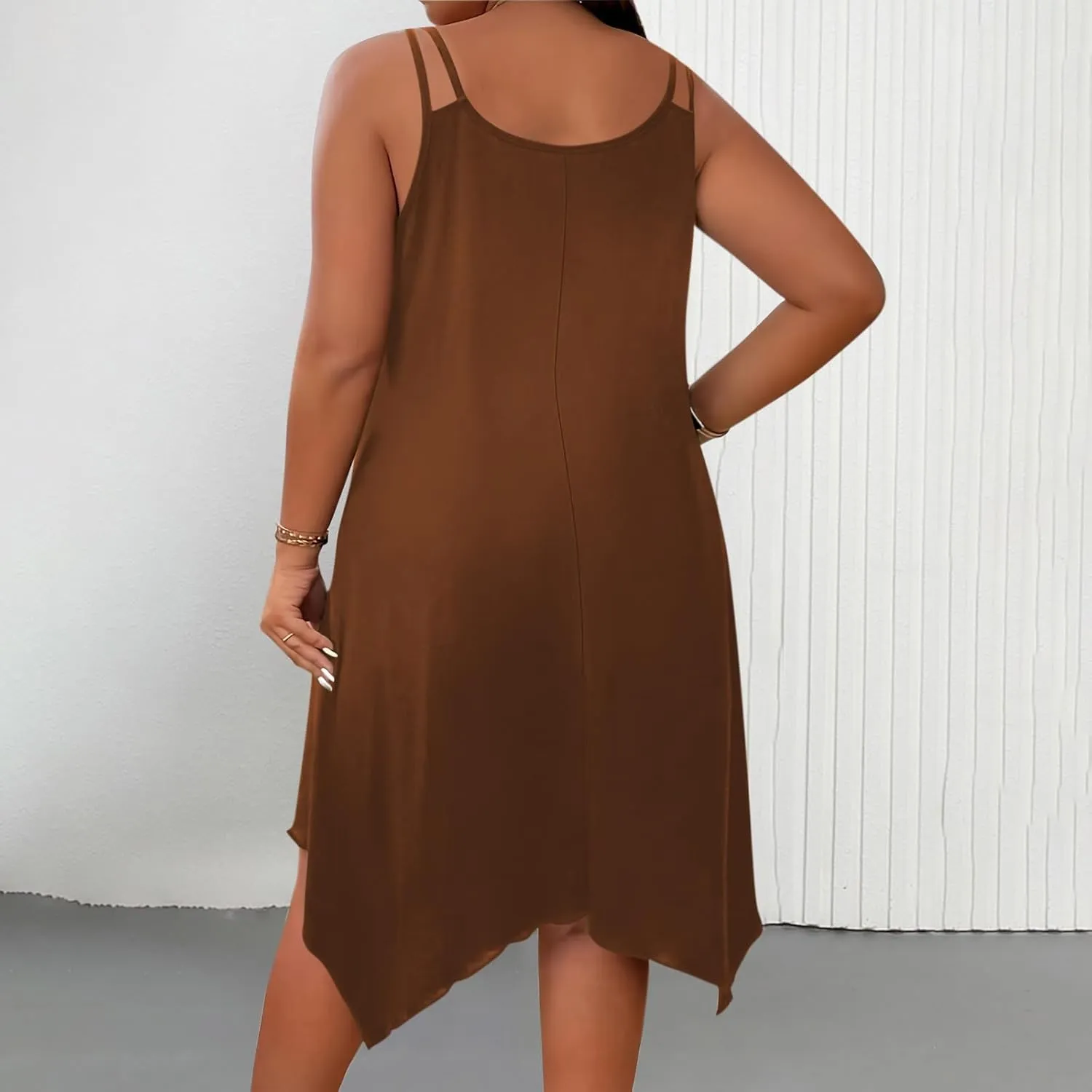 Lounge Midi Skirts for Women Summer Fashion Straps Flowy Hem Dress Loose Comfy Round Neck Dresses Daily Home Wear