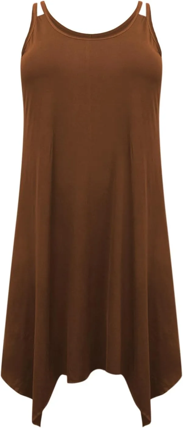 Lounge Midi Skirts for Women Summer Fashion Straps Flowy Hem Dress Loose Comfy Round Neck Dresses Daily Home Wear