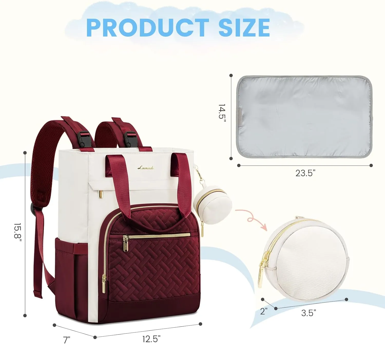 LOVEVOOK Diaper Bag Backpack, Baby Bag for Mom with Changing Pad Pacifier Case,Waterproof Trave Baby Girl/Boy Diaper Bag Tote