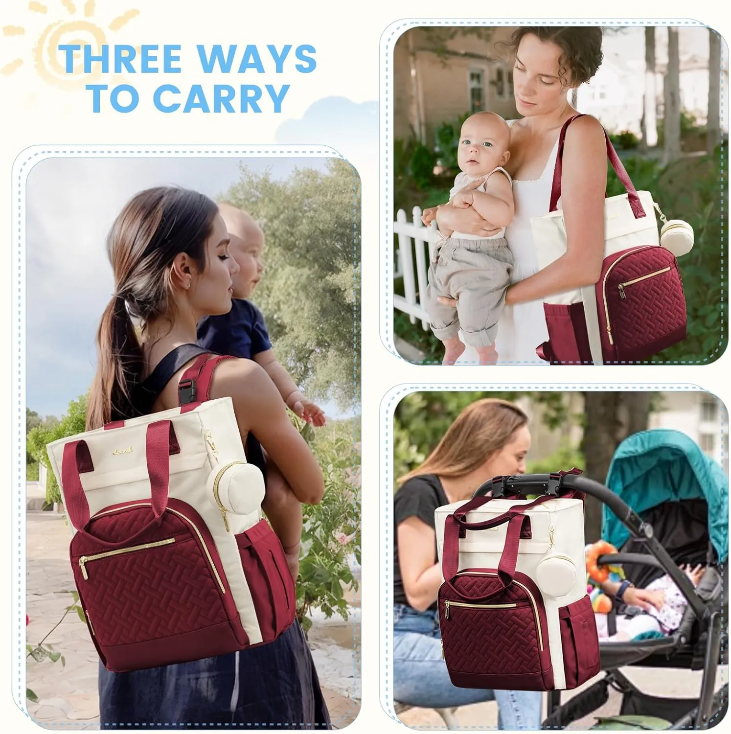 LOVEVOOK Diaper Bag Backpack, Baby Bag for Mom with Changing Pad Pacifier Case,Waterproof Trave Baby Girl/Boy Diaper Bag Tote