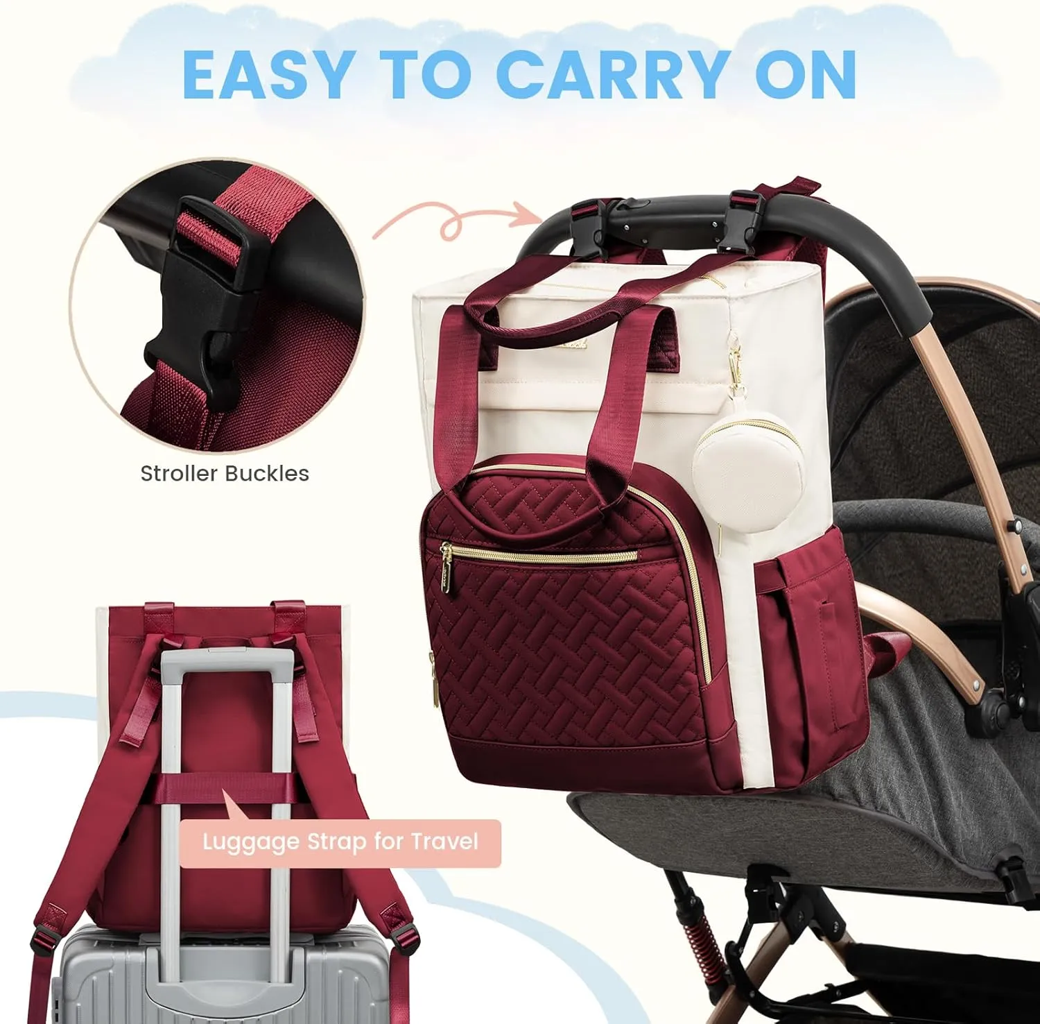 LOVEVOOK Diaper Bag Backpack, Baby Bag for Mom with Changing Pad Pacifier Case,Waterproof Trave Baby Girl/Boy Diaper Bag Tote