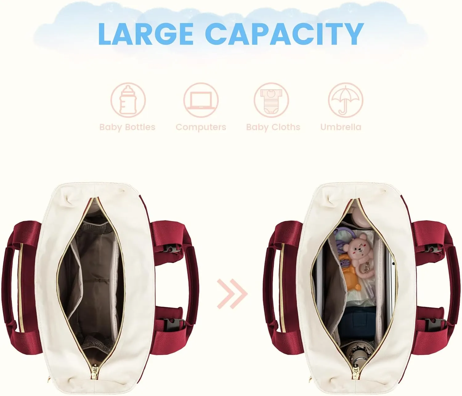 LOVEVOOK Diaper Bag Backpack, Baby Bag for Mom with Changing Pad Pacifier Case,Waterproof Trave Baby Girl/Boy Diaper Bag Tote