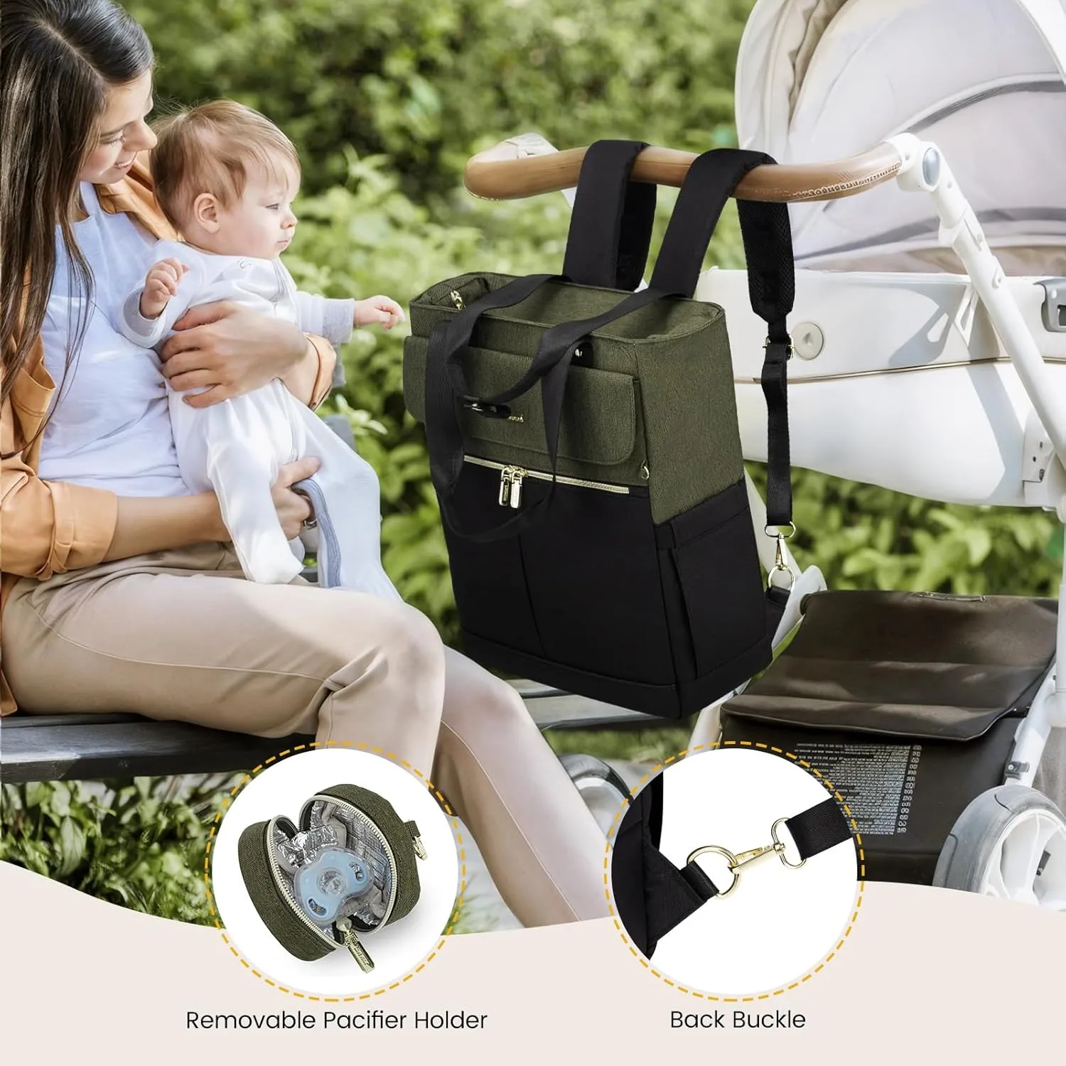 LOVEVOOK Diaper Bag Backpack with Insulated Pockets, Changing Pad, Pacifier Case, Anti-Theft Travel Backpack for Women