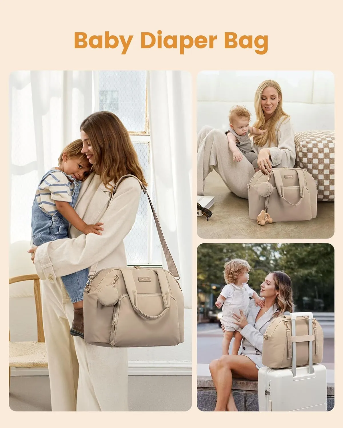 LOVEVOOK Diaper Bag Tote Puffer Baby Diaper Bag, Large Capacity Travel Diaper Tote with Changing Pad, Hospital Gym Bag