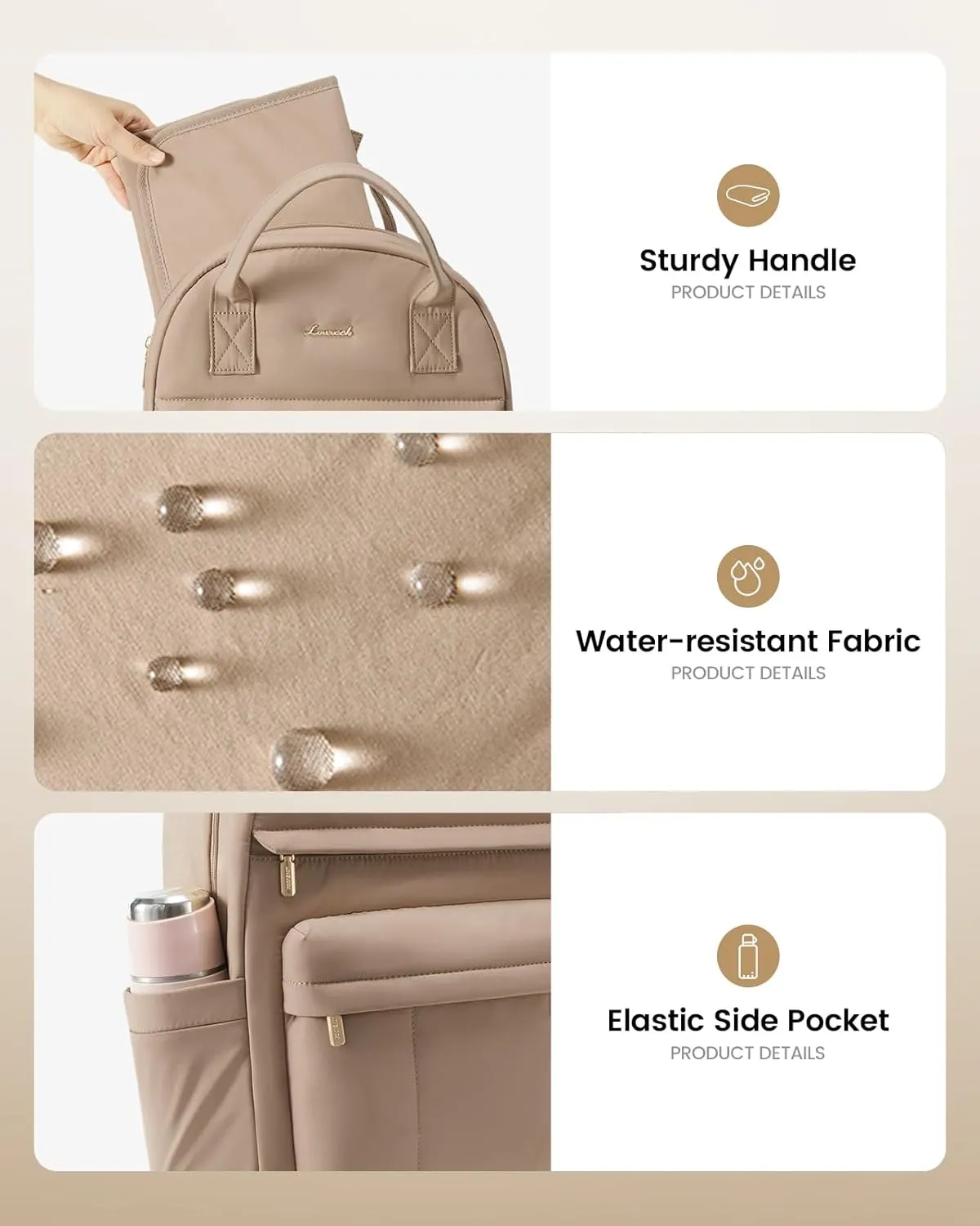 LOVEVOOK Puffer Diaper Bag Backpack, Lightweight Baby Bag with Changing Pad, Large Diaper Backpack for Mom Dad with Stroller Buckles, Coffee