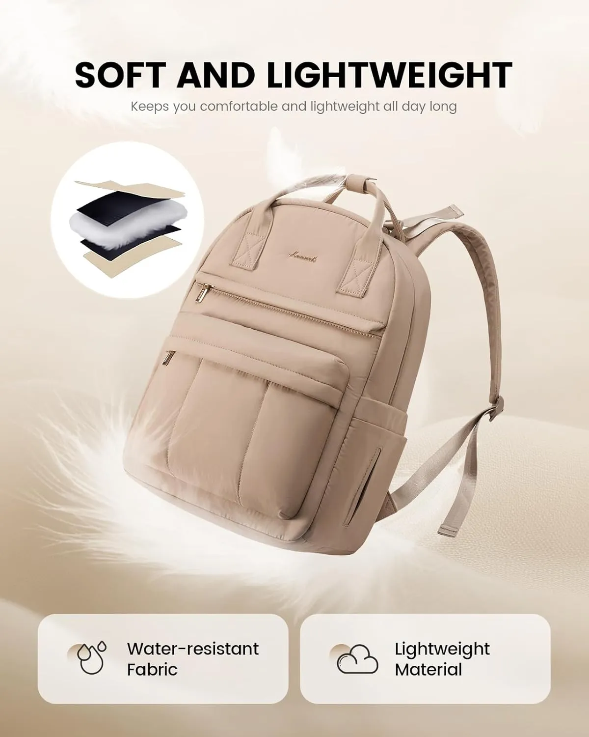 LOVEVOOK Puffer Diaper Bag Backpack, Lightweight Baby Bag with Changing Pad, Large Diaper Backpack for Mom Dad with Stroller Buckles, Coffee