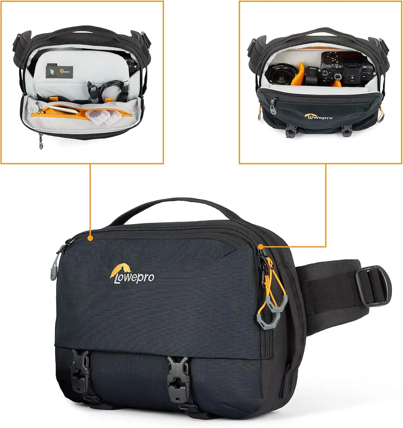 Lowepro Trekker Lite SLX 120, Compact Camera Backpack with Tablet Pocket, Camera Bag for Full Frame Mirrorless, Tripod Attachment, Water Bottle Holder, Black