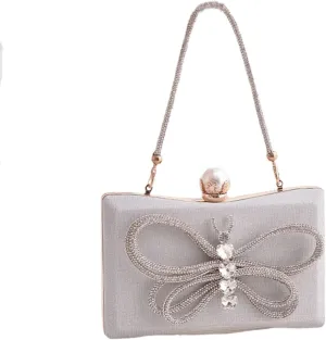 LUOZZY Butterfly Clutch Rhinestone Purse Sparkly Evening Bag with Pearl Clasp Clutch Purse for Women Formal Event Prom Party