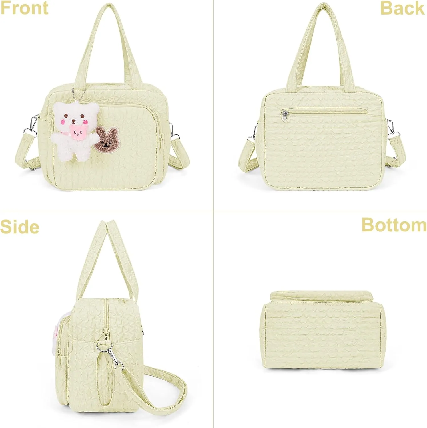 Lushandy Baby Diaper Bag Tote, Cute Mommy Nappy Crossbody Travel Tote, Multifunction Storage Bag