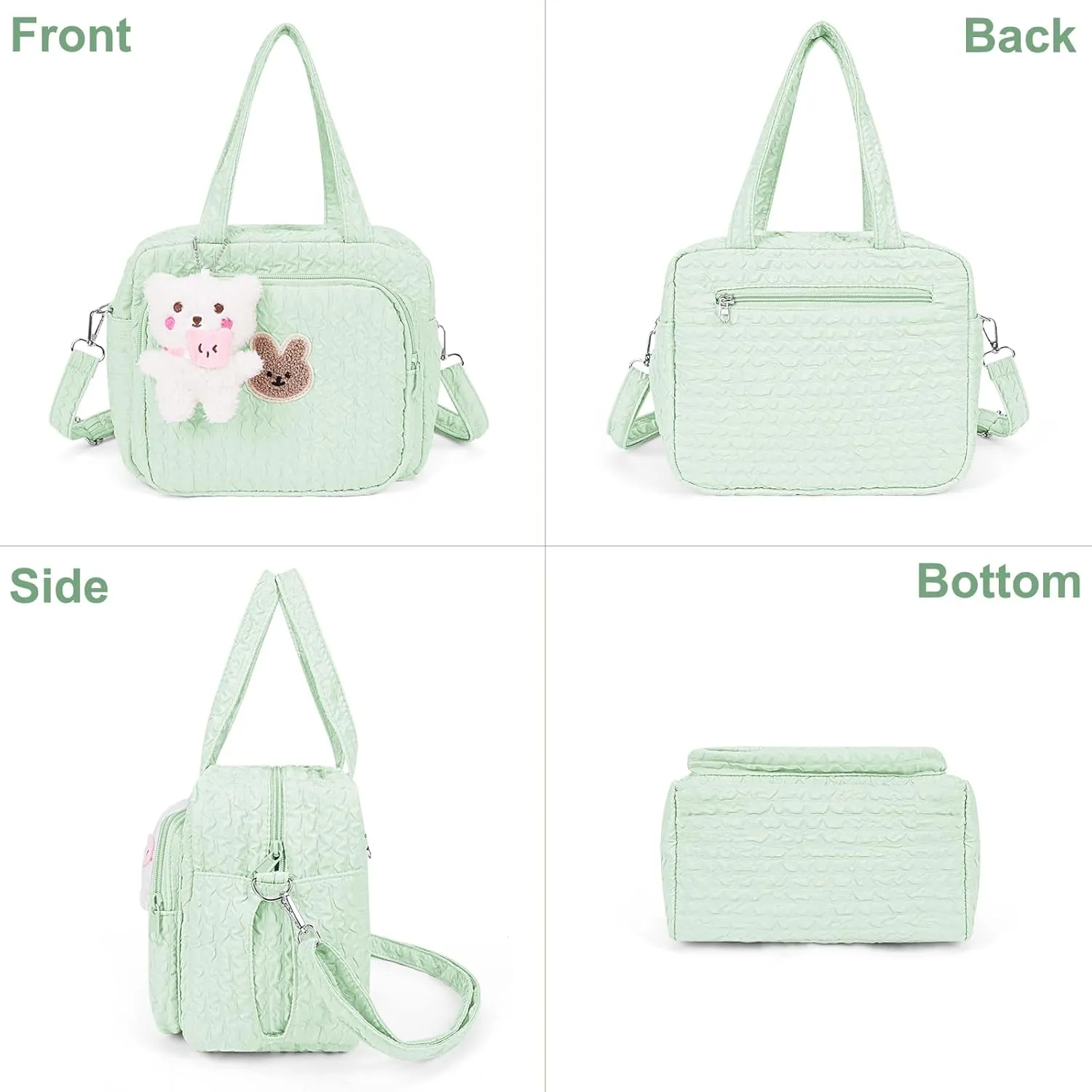 Lushandy Baby Diaper Bag Tote, Cute Mommy Nappy Crossbody Travel Tote, Multifunction Storage Bag