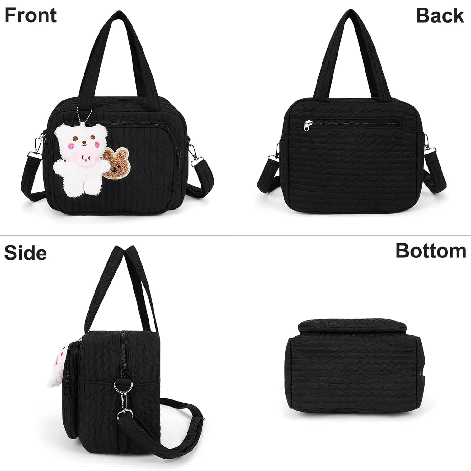 Lushandy Baby Diaper Bag Tote, Cute Mommy Nappy Crossbody Travel Tote, Multifunction Storage Bag