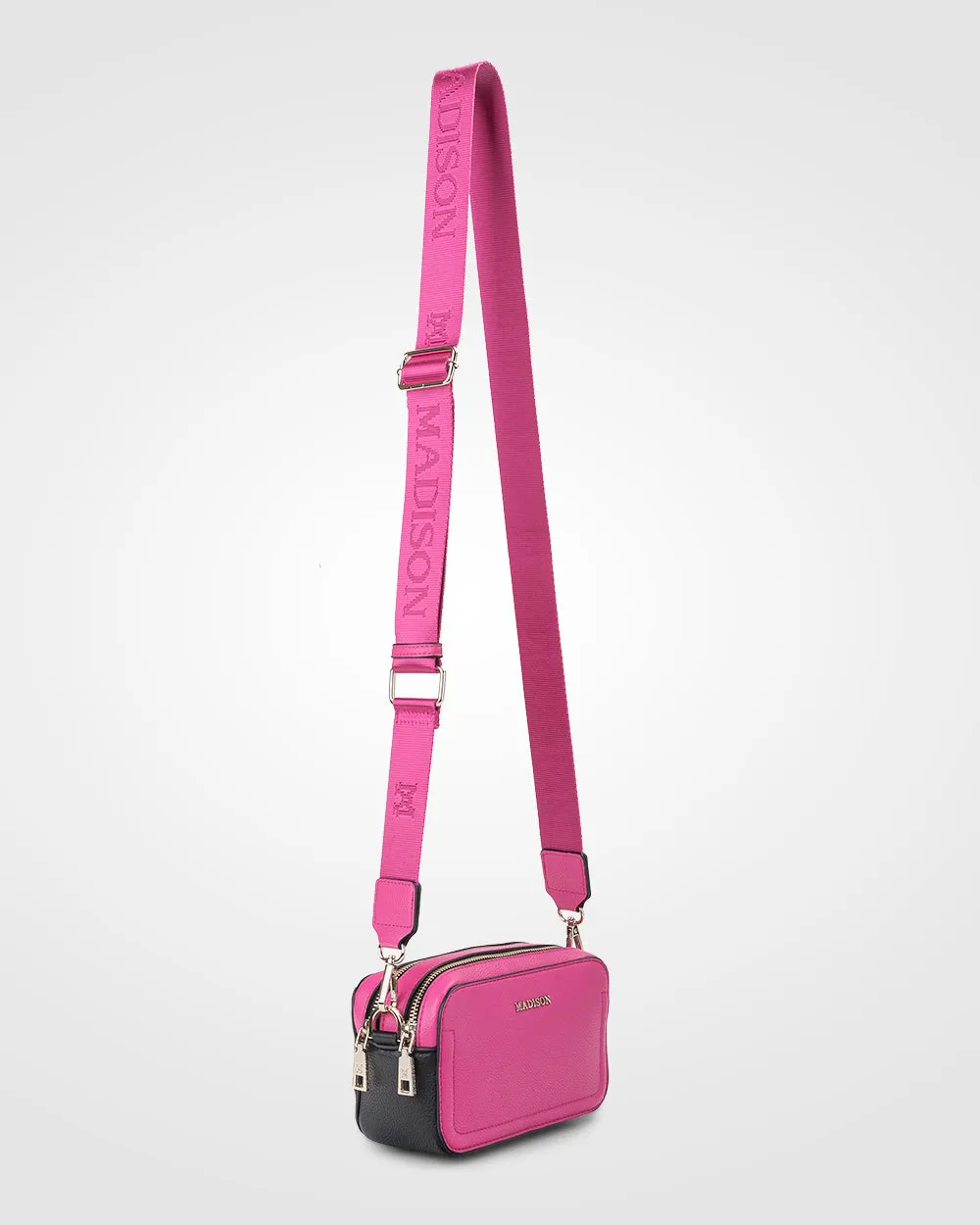 Maddie Double Zip Camera Crossbody Bag   Monogram Bag Strap