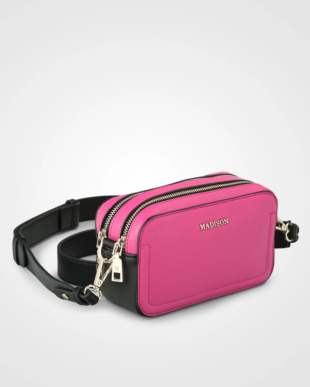 Maddie Double Zip Camera Crossbody Bag   Monogram Bag Strap