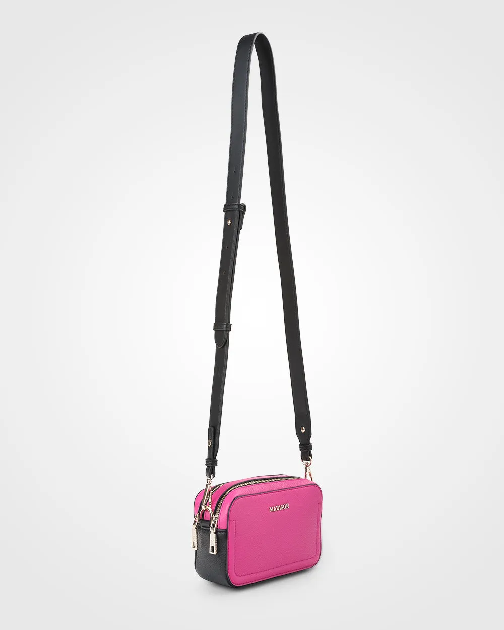 Maddie Double Zip Camera Crossbody Bag   Monogram Bag Strap