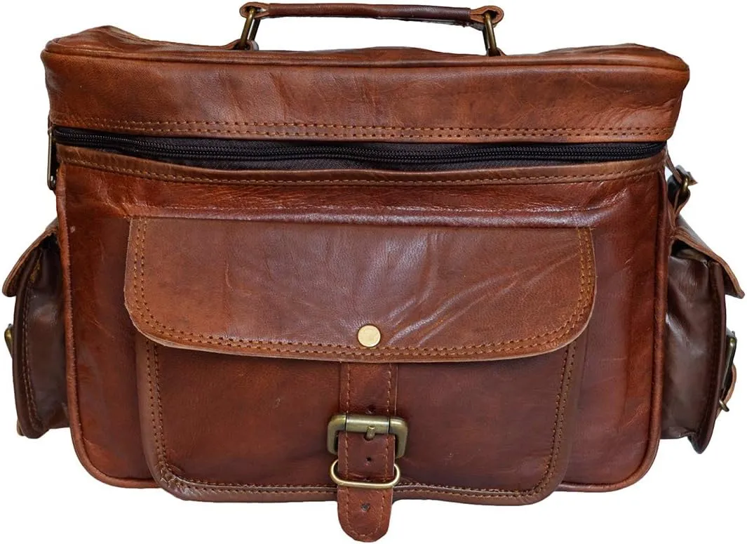 Madosh Leather DSLR Camera Bag Handmade Vintage Camera Shoulder Messenger Bag Camera Satchel Leather Camera Bags for Photographers and Men and Women | Gift for him (5W x 8H x 10L Inches)
