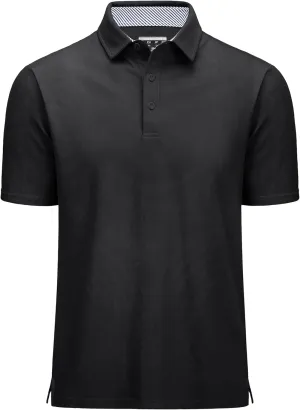 MAGCOMSEN Men's Polo Shirts Short Sleeve Cotton Pique 3 Button Classic Fit Casual T-Shirt Performance Golf Shirts