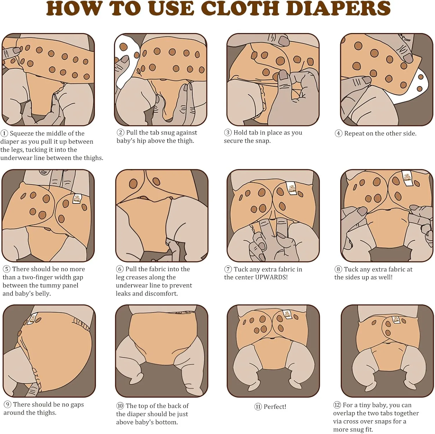 Mama Koala 3.0 Pocket Cloth Diapers for Babies with AWJ Lining, 6 Pack with 6 4-Layer Natural Cloth Diaper Inserts - Reusable and Washable Pocket Diapers (Love Green)