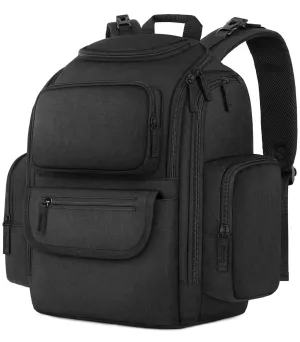 Mancro Diaper Bag Backpack, Extra Large Capacity Baby Diaper Backpack with 2 Insulated Pockets and Stroller Strap, Water Resistant Mens Diaper Bag for Travel，Black