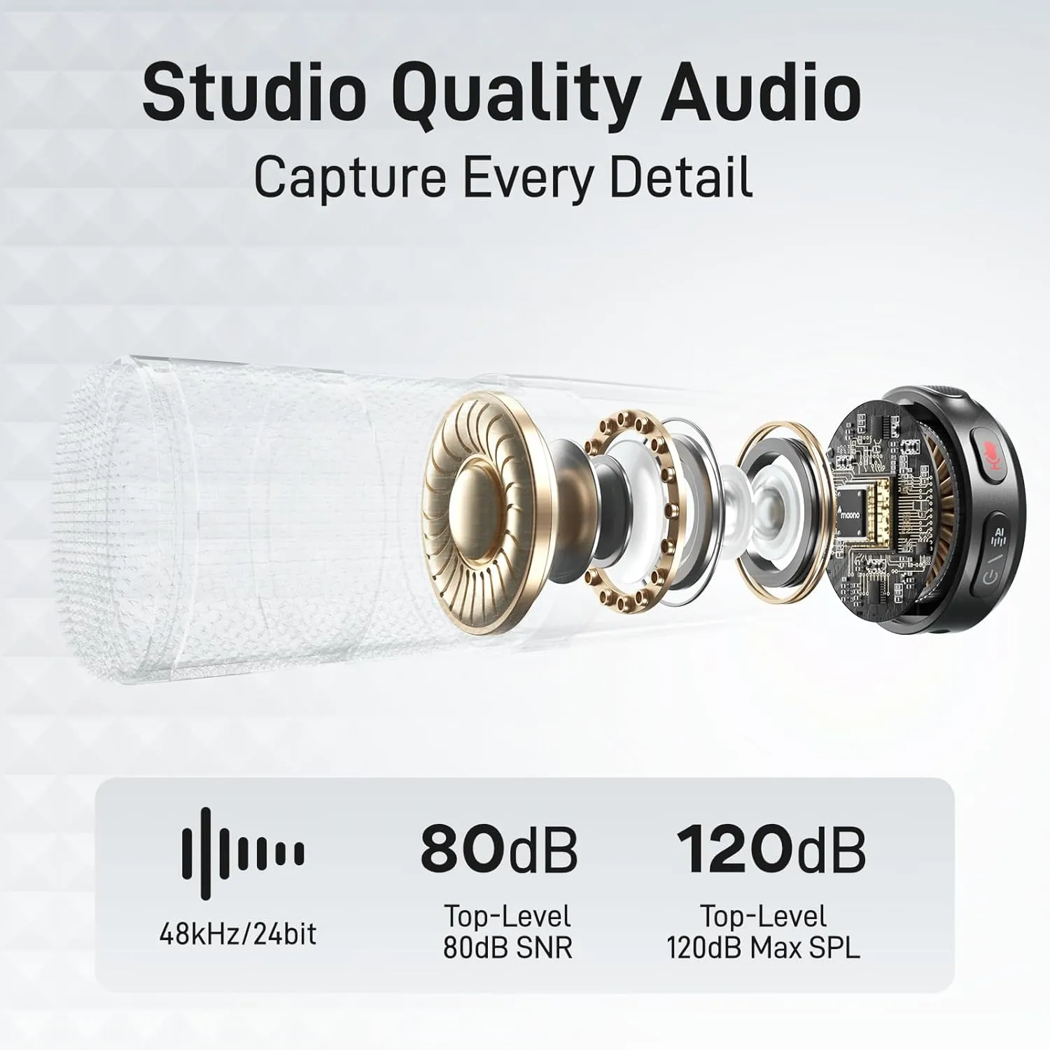 MAONO Wireless Lavalier Microphone for Camera/PC/Laptop/Phones, Mini Lapel Mic with 48khz 24bit, 1000ft Range, Noise Cancellation, Gain Knob, Mono-Stereo Switch, 30H Use for Video Recording - Wave T5