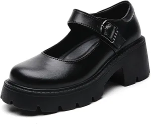 Mary Jane Shoes Women Platform Mary Janes for Women Round Toe Chunky Heels Women's Pumps Fashion Classic Comfortable Dressy Business Casual Shoes Dress Shoes