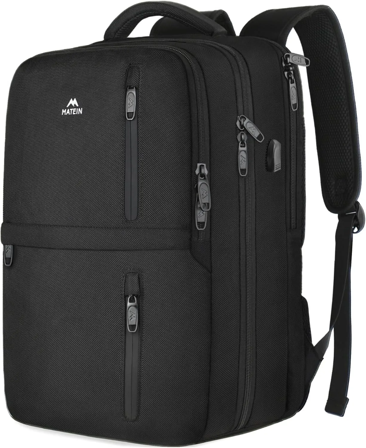 MATEIN Carry on Backpack, Large 40L Flight Approved Travel Backpack with USB Port, TSA Personal Item Travel Bag fits 17" Laptop, Water Resistant Luggage Overnight Weekender Bag for Men & Women, Black