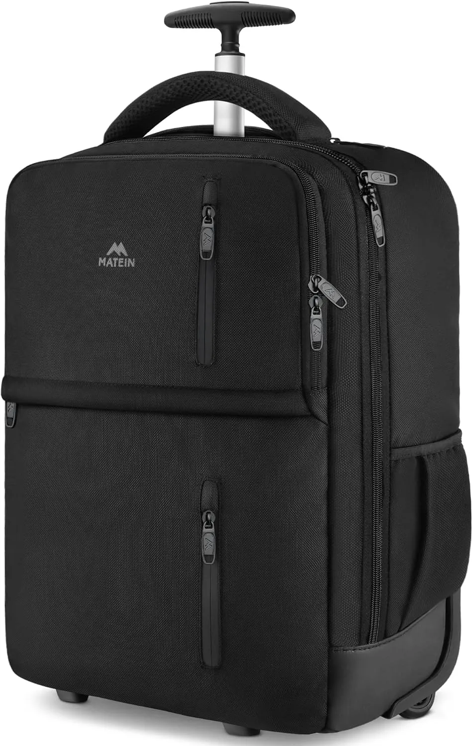 MATEIN Rolling Backpack, Travel Laptop Backpack with Wheels Fits 17 Inch Computer, Water Resistant Large Roller Carry On Luggage Wheeled Backpack, Trolley Overnight Work Business College Bag, Black
