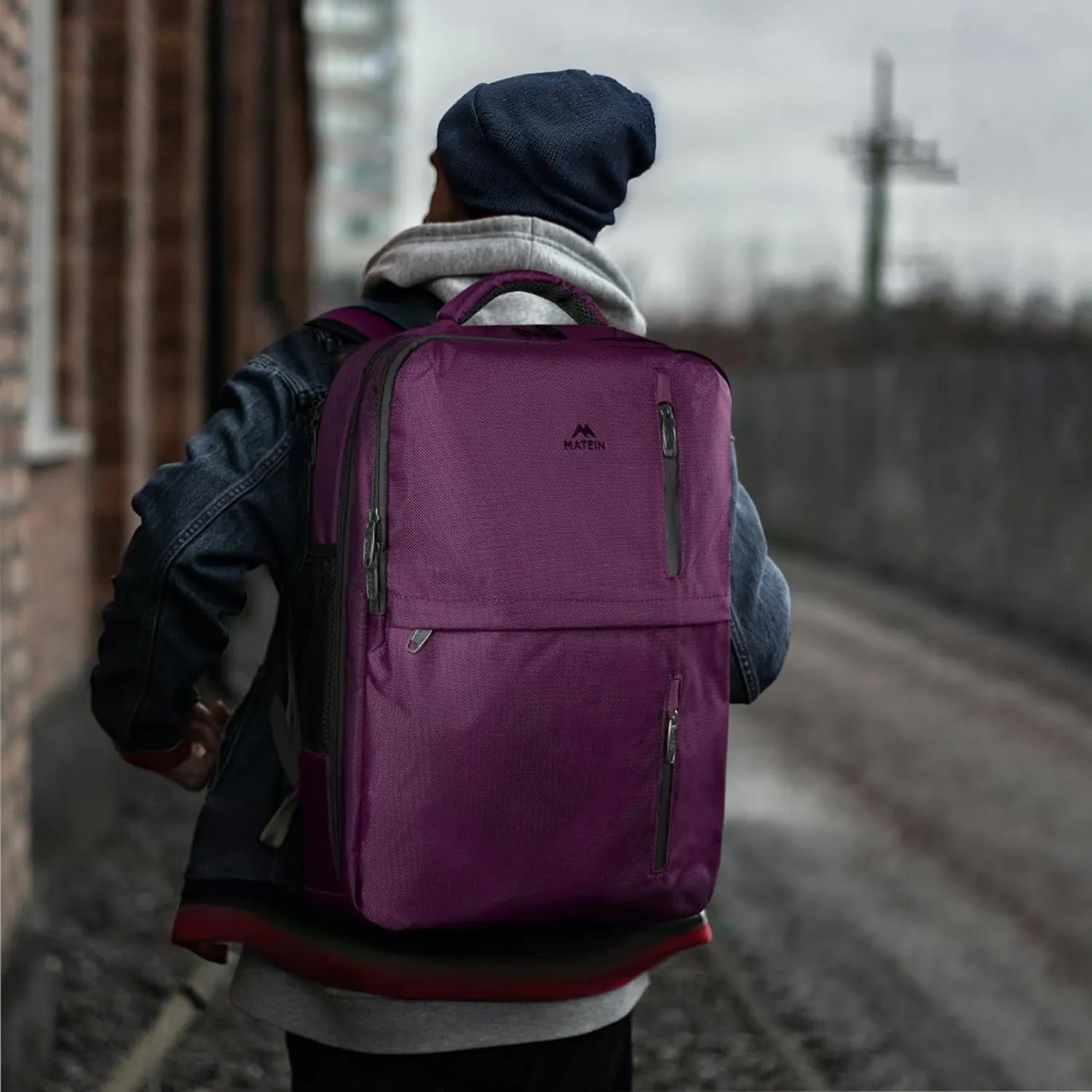 MATEIN Travel Backpack for Women, Extra Large 40L Carry on Backpack with USB Charge Port, Water Resistant College Bag Computer Bag Gifts for Women & Men Fits 17.3 Inch Laptop, Purple