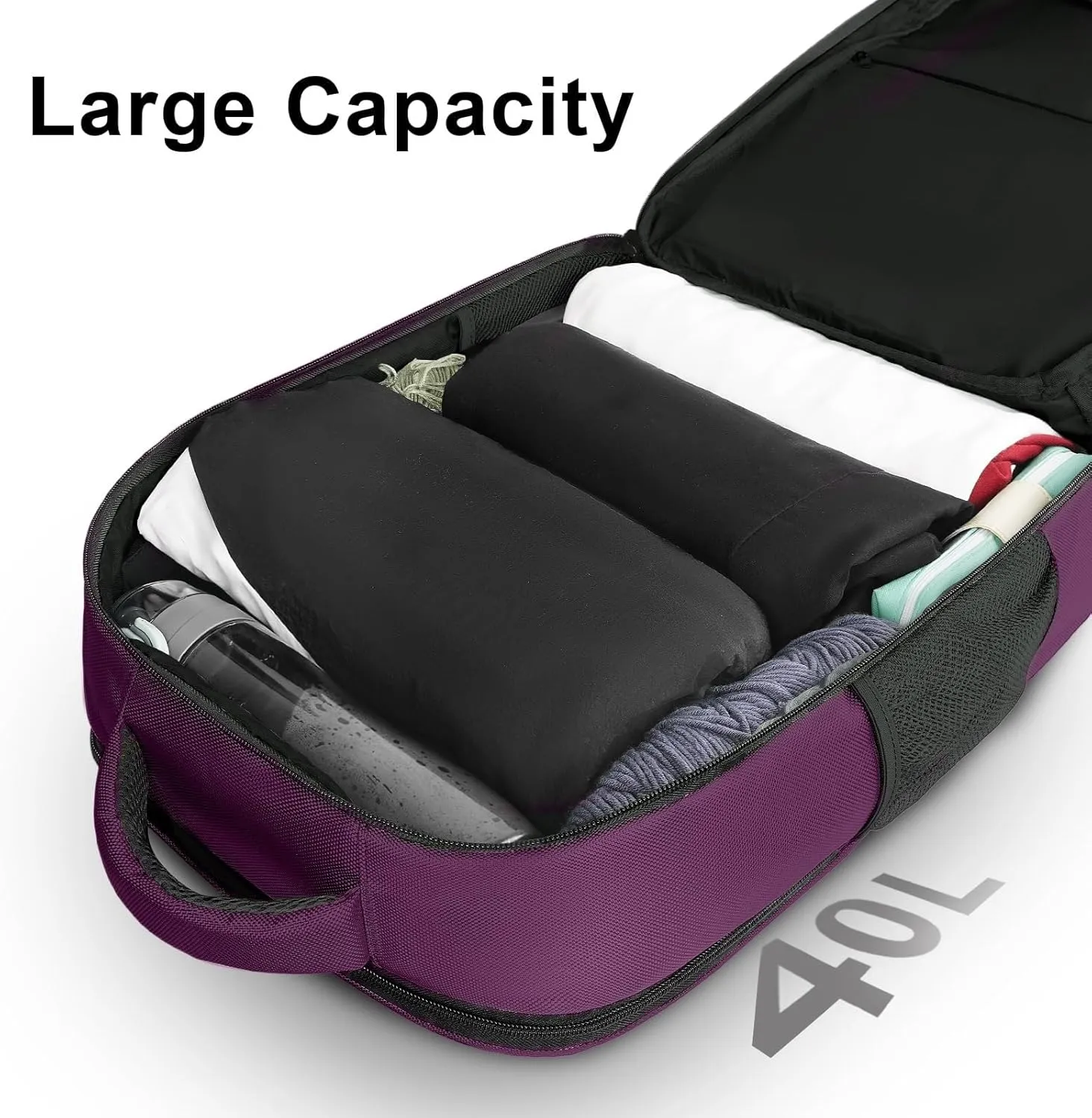 MATEIN Travel Backpack for Women, Extra Large 40L Carry on Backpack with USB Charge Port, Water Resistant College Bag Computer Bag Gifts for Women & Men Fits 17.3 Inch Laptop, Purple