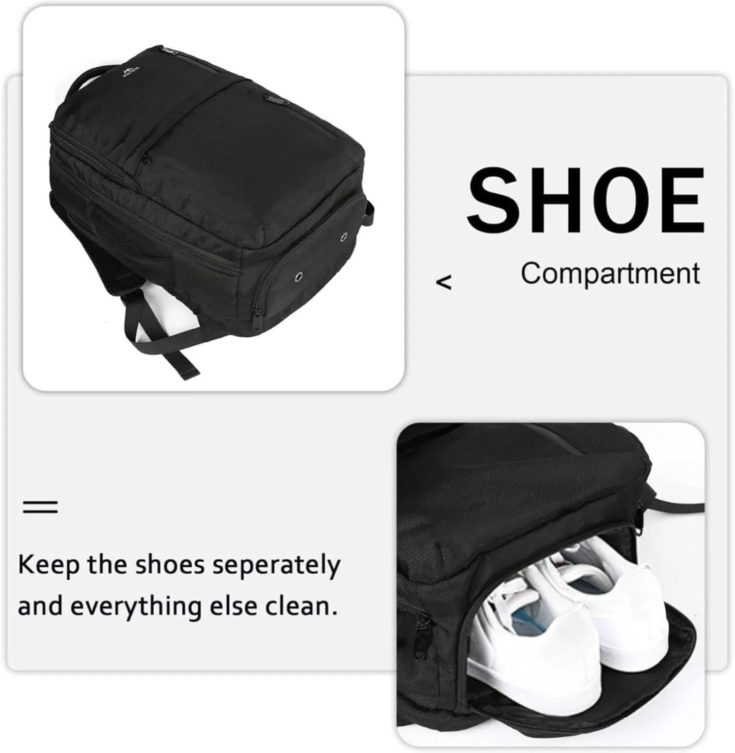 MATEIN Travel Laptop Backpack, Flight Approved Carry on Backpack with USB Port & Shoe Compartment, Large Personal Item Bag Fits 15.6 inch Laptop, Water Resistant Luggage Overnight Weekender Bag, Black