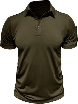 Men Business Casual Polo Shirt Short Sleeve Button Collar Shirt Blouse Summer Stylish Classic Golf Shirt