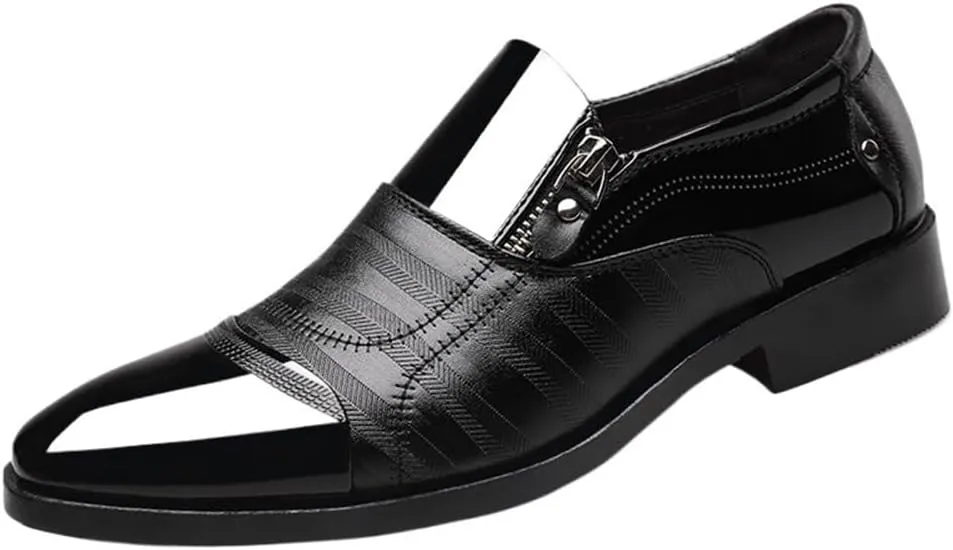 Men PU Leather Oxford Dress Shoes Low Top Classic Formal Business Wedding Comfortable