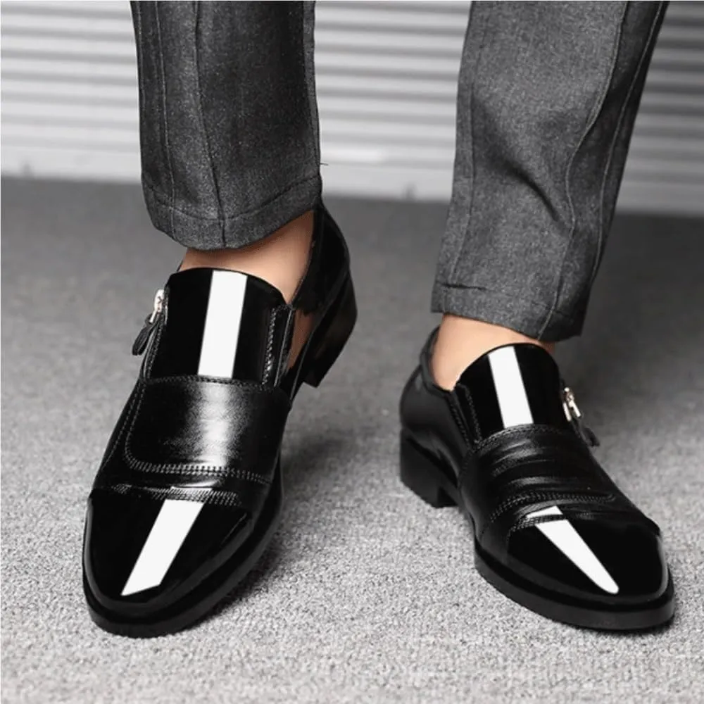Men PU Leather Oxford Dress Shoes Low Top Classic Formal Business Wedding Comfortable