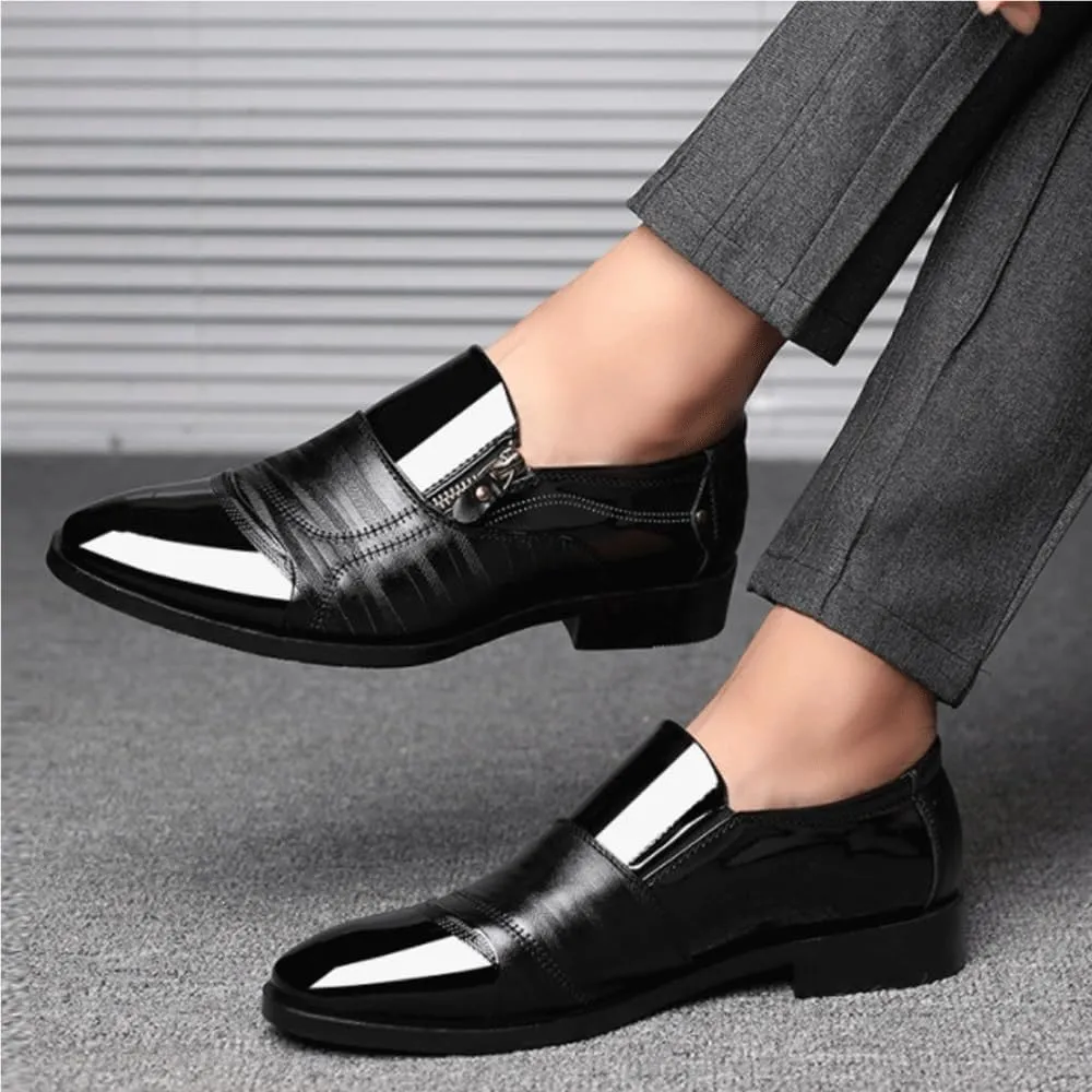 Men PU Leather Oxford Dress Shoes Low Top Classic Formal Business Wedding Comfortable