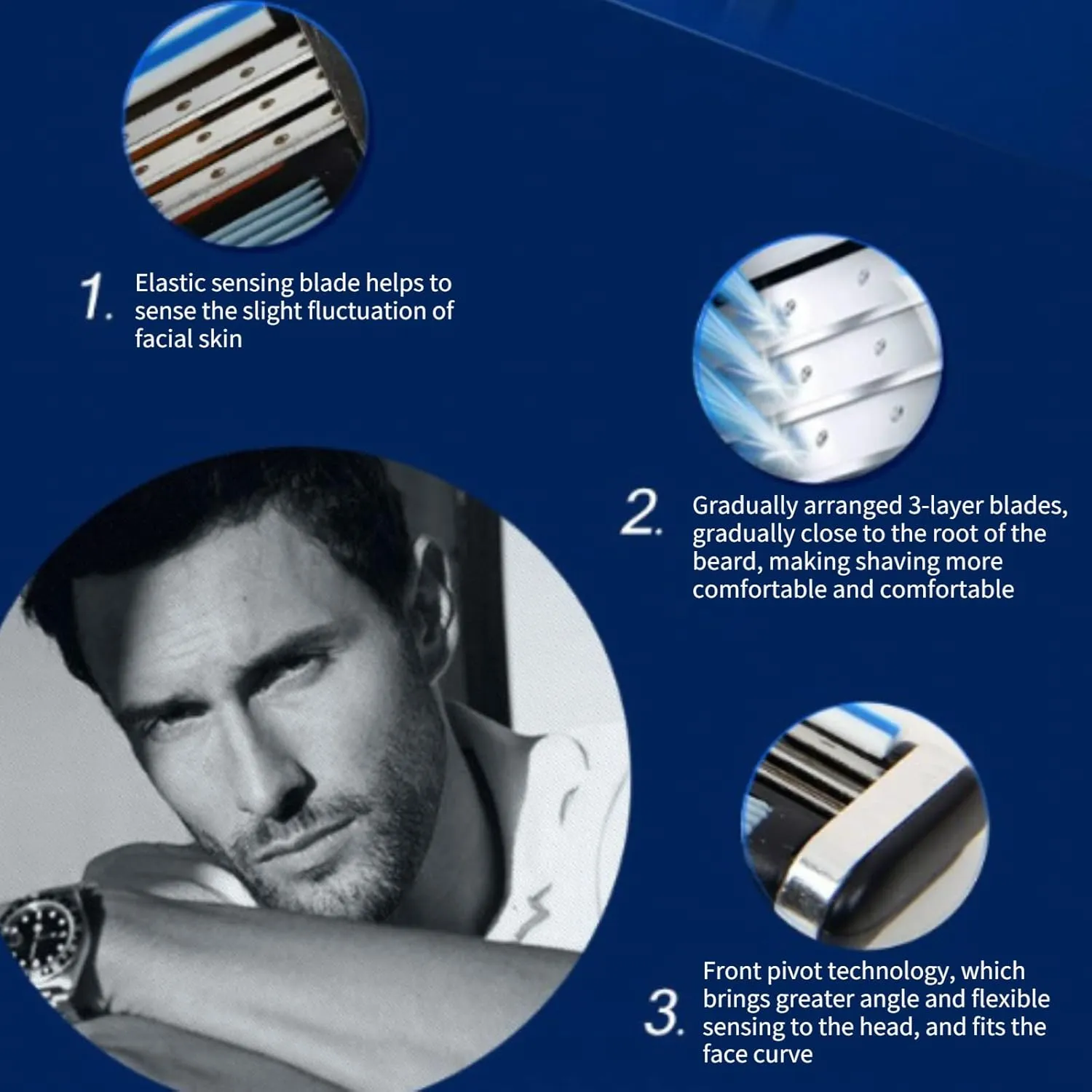 Men Razor Blades Refills, Men Shaver Turbo Razor Blades Refills Set with Precision Cut Stainless Steel 3 Blades - Smooth & Quick Shave (24 Count)