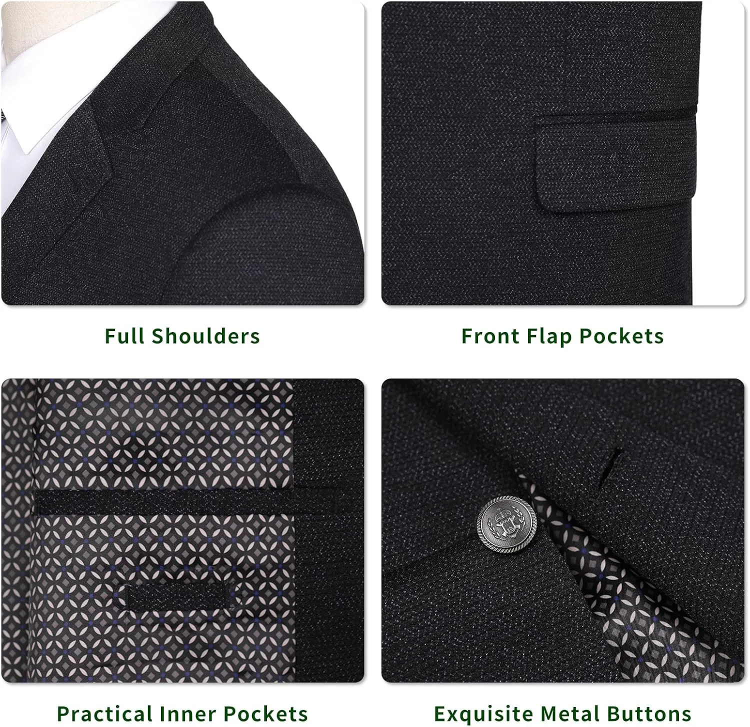 Men's Blazer Classic Fit Sport Coat 2 Button Notch Lapel Business Knit Suits Jacket