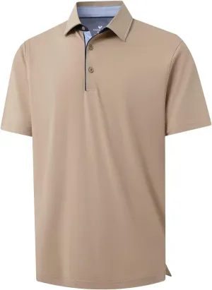 Men's Casual Polo Shirt Short Sleeve Mercerized Cotton Blend Breathable Stretch Classic Fit Business Collared Shirts