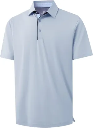 Men's Casual Polo Shirt Short Sleeve Mercerized Cotton Blend Breathable Stretch Classic Fit Business Collared Shirts