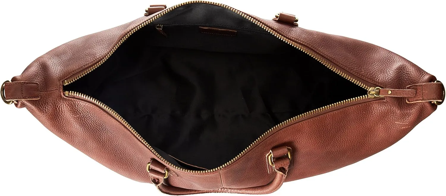 Men's Classic Leather Weekender Bag, Dark Brown, One Size